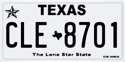 TX license plate CLE8701