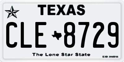 TX license plate CLE8729