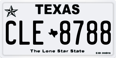 TX license plate CLE8788