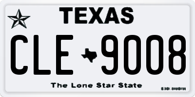 TX license plate CLE9008
