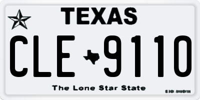 TX license plate CLE9110
