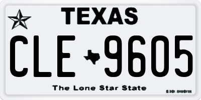 TX license plate CLE9605