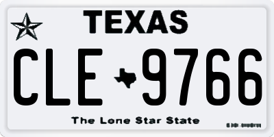 TX license plate CLE9766
