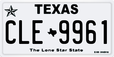 TX license plate CLE9961