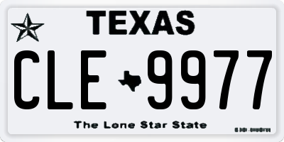 TX license plate CLE9977