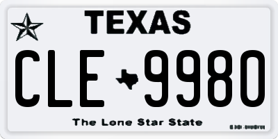 TX license plate CLE9980