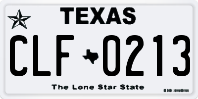 TX license plate CLF0213