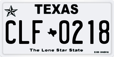 TX license plate CLF0218