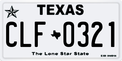 TX license plate CLF0321