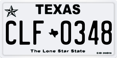 TX license plate CLF0348