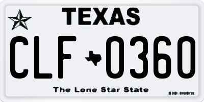 TX license plate CLF0360