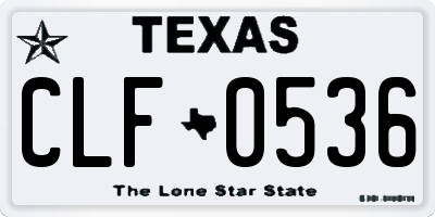TX license plate CLF0536