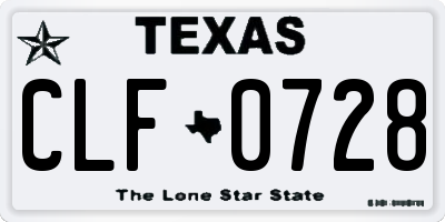 TX license plate CLF0728