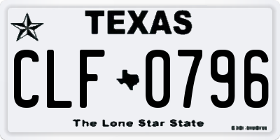 TX license plate CLF0796