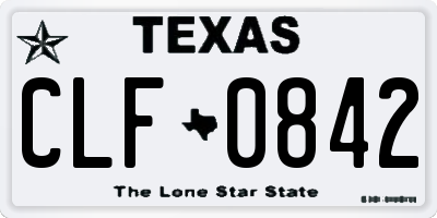TX license plate CLF0842