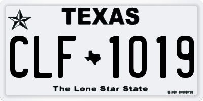 TX license plate CLF1019