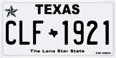 TX license plate CLF1921