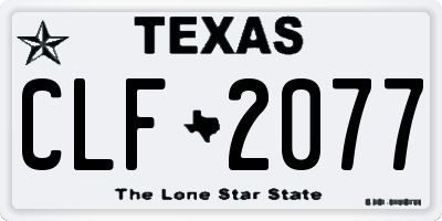 TX license plate CLF2077