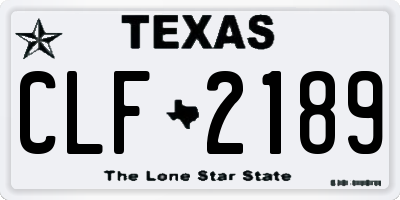 TX license plate CLF2189
