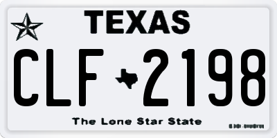 TX license plate CLF2198