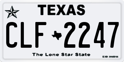 TX license plate CLF2247