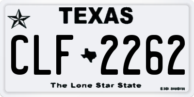 TX license plate CLF2262