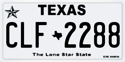 TX license plate CLF2288