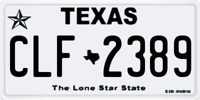 TX license plate CLF2389