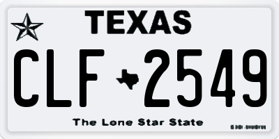TX license plate CLF2549