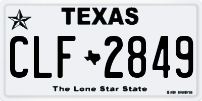 TX license plate CLF2849