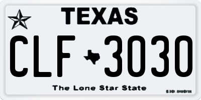 TX license plate CLF3030