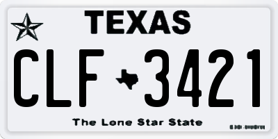 TX license plate CLF3421
