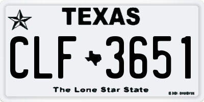 TX license plate CLF3651
