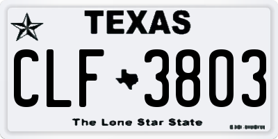 TX license plate CLF3803