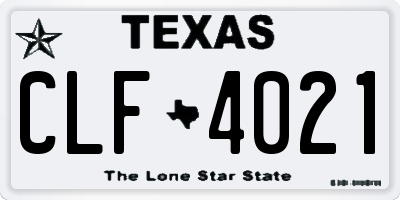 TX license plate CLF4021