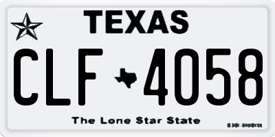 TX license plate CLF4058