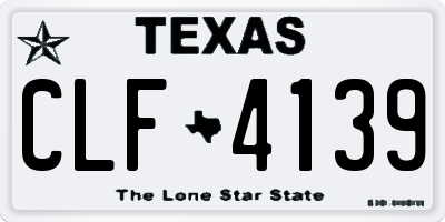 TX license plate CLF4139