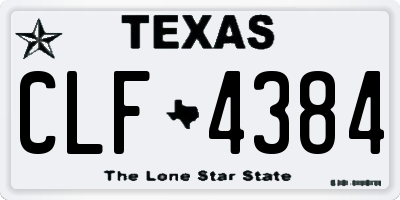 TX license plate CLF4384