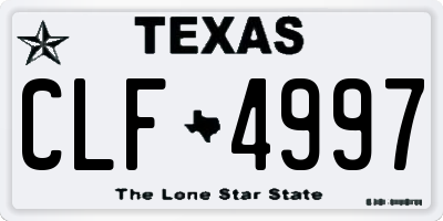 TX license plate CLF4997