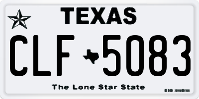 TX license plate CLF5083
