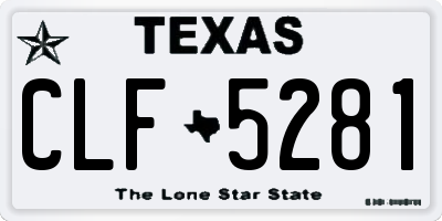 TX license plate CLF5281