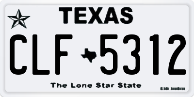 TX license plate CLF5312