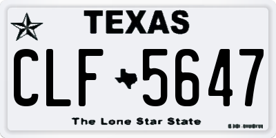 TX license plate CLF5647