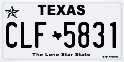 TX license plate CLF5831