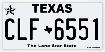 TX license plate CLF6551