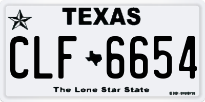 TX license plate CLF6654