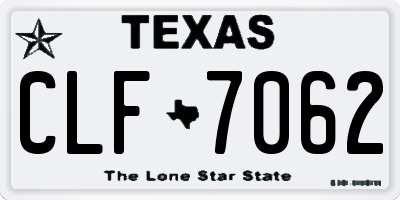 TX license plate CLF7062