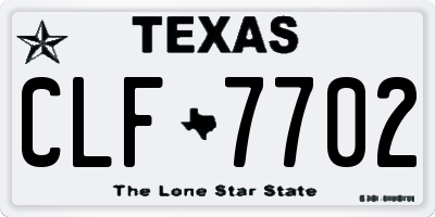 TX license plate CLF7702