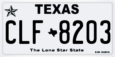 TX license plate CLF8203