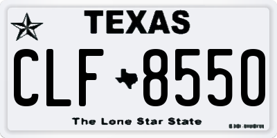 TX license plate CLF8550